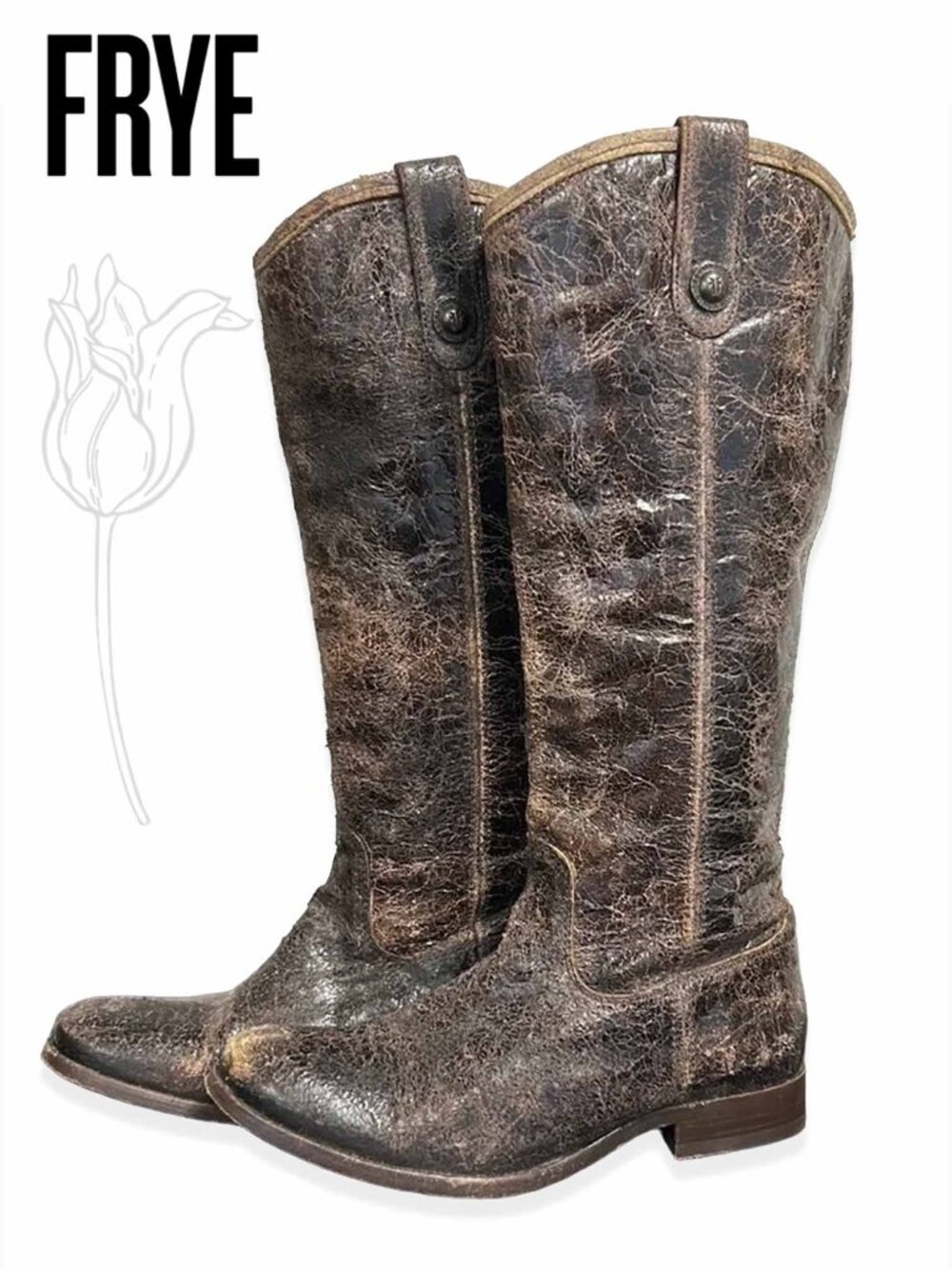 FRYE Melissa Button Riding Boots in Chocolate Glaze Vintage Distressed